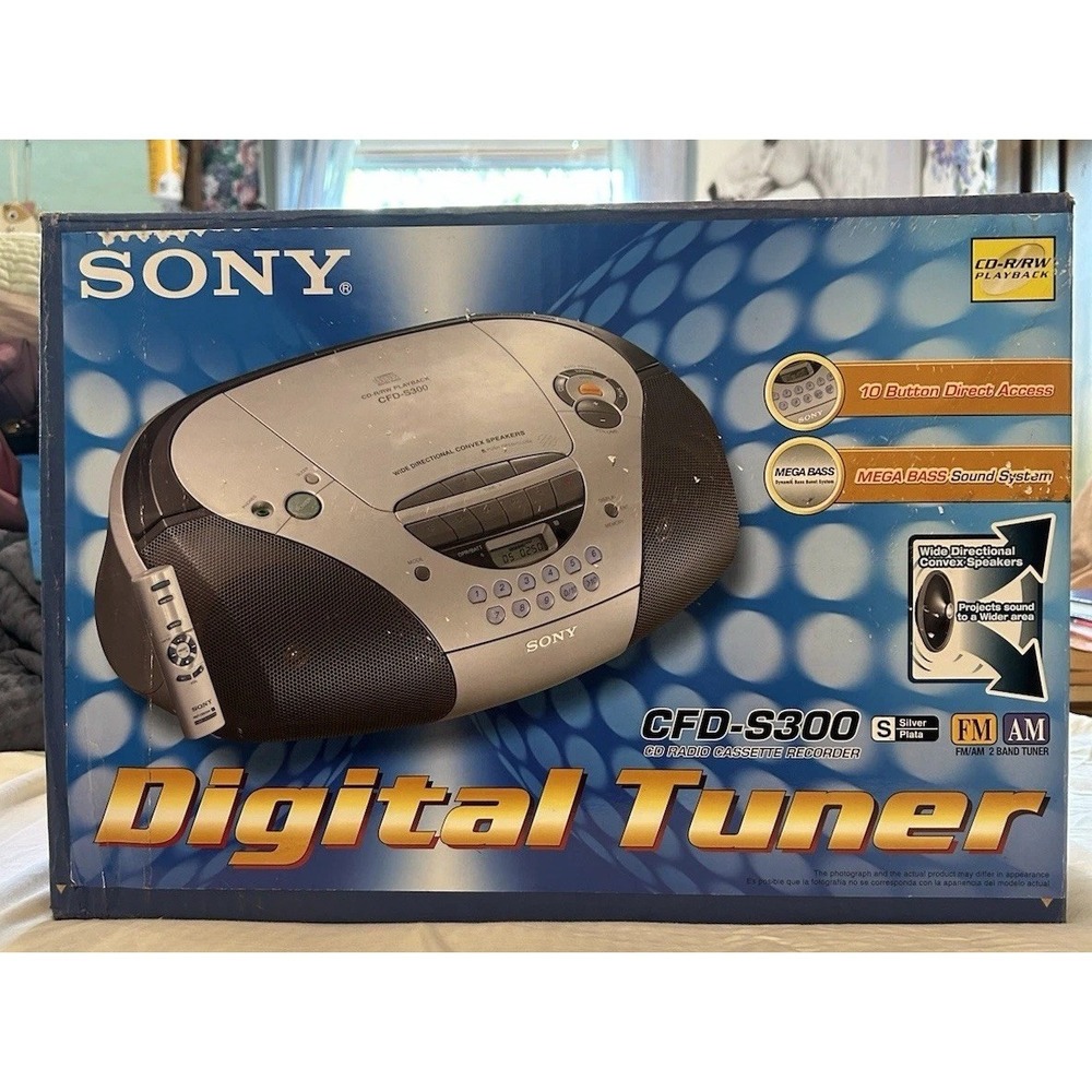 Sony CFD-S300 Megabass Boombox CD Player AM-FM Radio Cassette New Old Stock NIB